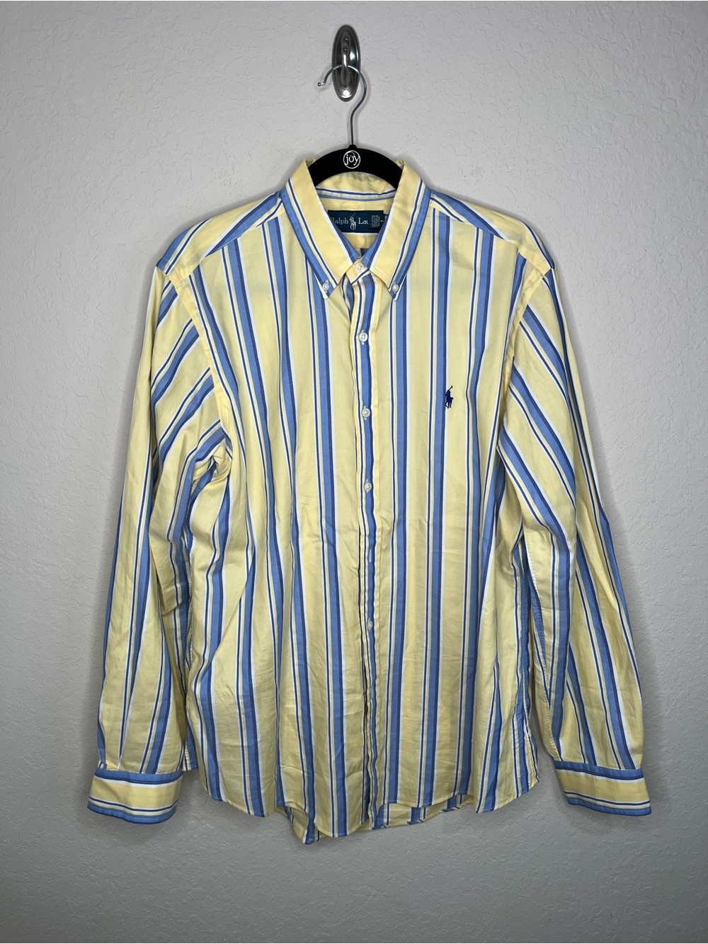 Ralph Lauren Yellow, Blue & White Vertical Stripe Button-Down Shirt